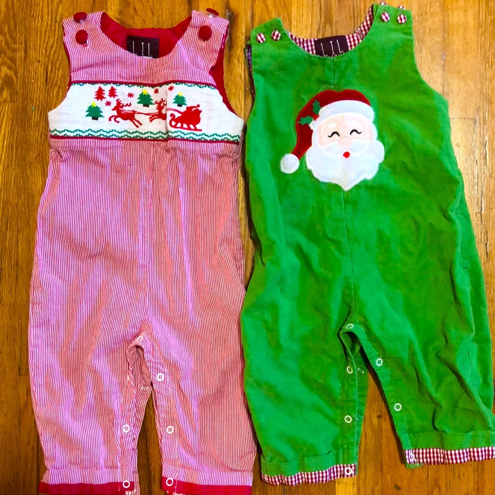 Two Lil Cactus brand Christmas rompers